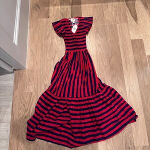 Chic Red and Blue Striped Maxi Dress